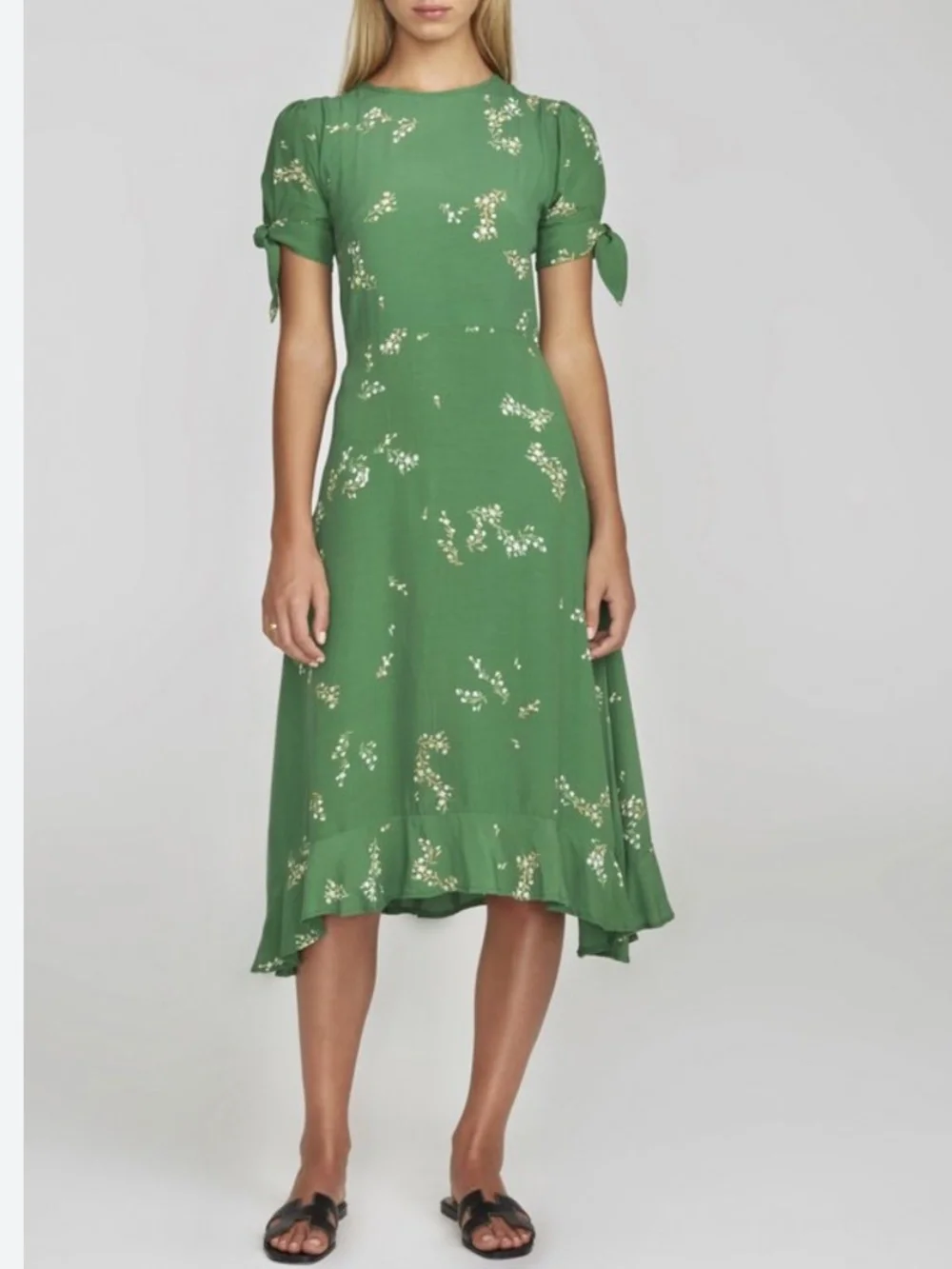 Faithfull The Brand Emilia Midi Dress Myrtille Floral Print Green L - Picture 8 of 12